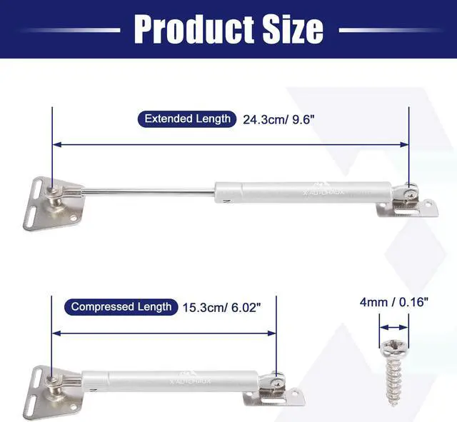 Alt view image 3 of 7 - 2pcs 9.6inch 120N/26Lbs Universal Gas Struts Shocks Lift Supports Struts Silver Tone for Car Truck RV Boat