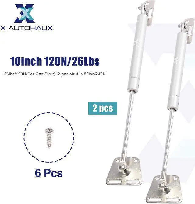 Alt view image 4 of 7 - 2pcs 9.6inch 120N/26Lbs Universal Gas Struts Shocks Lift Supports Struts Silver Tone for Car Truck RV Boat