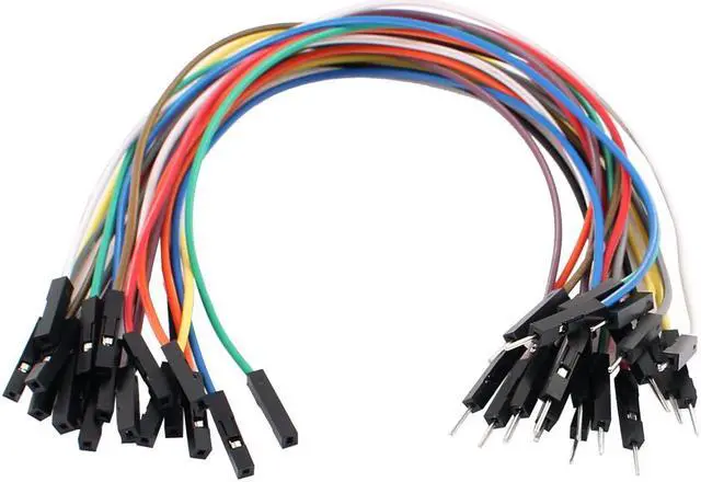 Main image of 20Pcs Female to Male 1P Jumper Wire Ribbon Cable Pi Pic Breadboard DIY 20cm Long