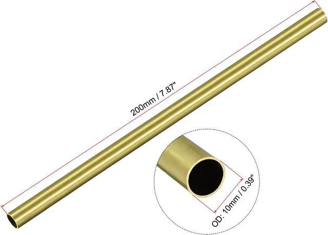 Alt view image 2 of 5 - Brass Round Tube 10mm OD 0.5mm Wall Thickness 200mm Length Pipe Tubing 2 Pcs