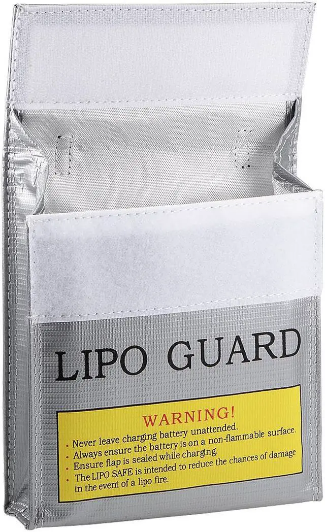 Alt view image 4 of 6 - Lipo Guard Fireproof Explosionproof Lipo Battery Safe Bag Charging Pouch Sack for Charge and Storage 155x50x155mm Silver Tone