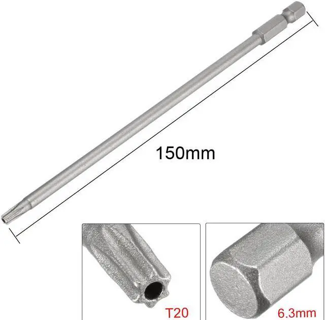 Alt view image 2 of 5 - 10 Pcs 1/4" Hex Shank T20 Magnetic Torx Screwdriver Bits 150mm Length
