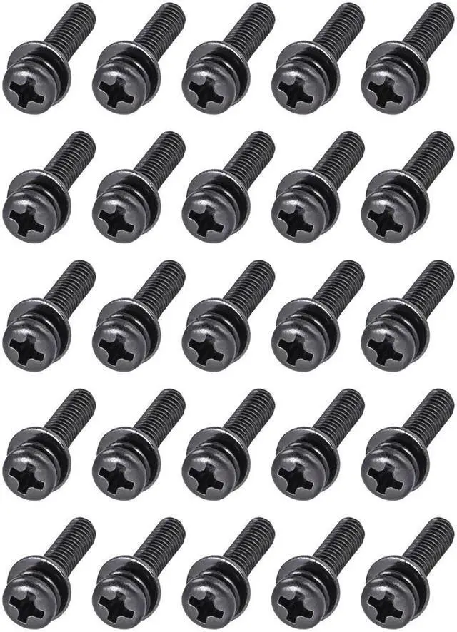Main image of M4 x 35mm Carbon Steel Phillips Pan Head Machine Screws Bolts Combine with Spring Washer and Plain Washers 25pcs