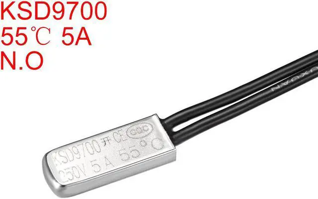 Alt view image 2 of 3 - KSD9700 Thermostat, 55 Normally Open Temperature Switch Thermal Switch, N.O 5A Metal Bimetal Temperature Controller 2pcs