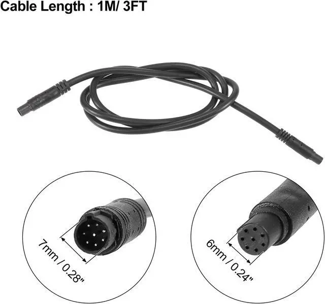 Alt view image 3 of 5 - 8 Pin 3ft 1m Backup Camera Extension Cable Dash Camera Cord Wires Car Rear View Camera