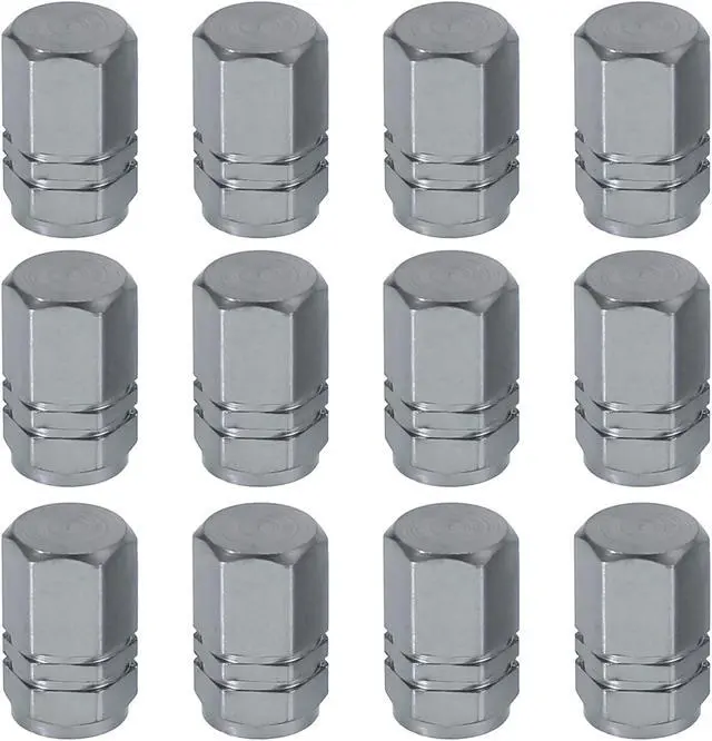 Main image of 12pcs Hexagon Car Tire Valve Stem Caps Tire Valve Dust Covers 7mm Universal Gray