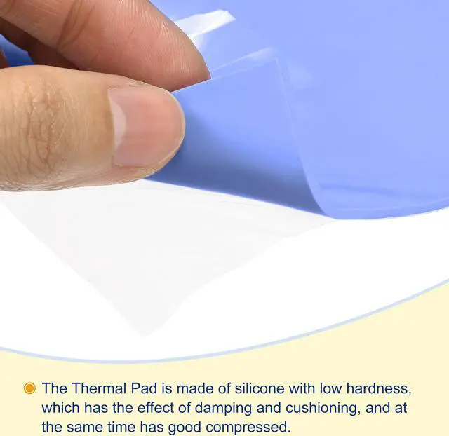 Alt view image 4 of 5 - Soft Silicone Thermal Conductive Pads 100mmx100mmx2mm Heatsink for CPU Cool Blue Pack of 2
