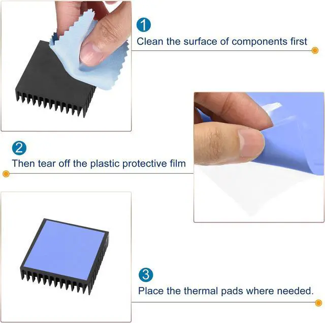 Alt view image 5 of 5 - Soft Silicone Thermal Conductive Pads 100mmx100mmx4mm Heatsink for CPU Cool Blue