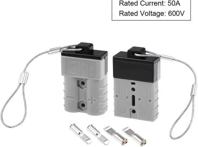 Alt view image 2 of 5 - 6 Gauge Battery Quick Connect Disconnect Kit 50A Steel Wire Harness Connector for Winch Auto Car Trailer Driver, Grey, 2pcs