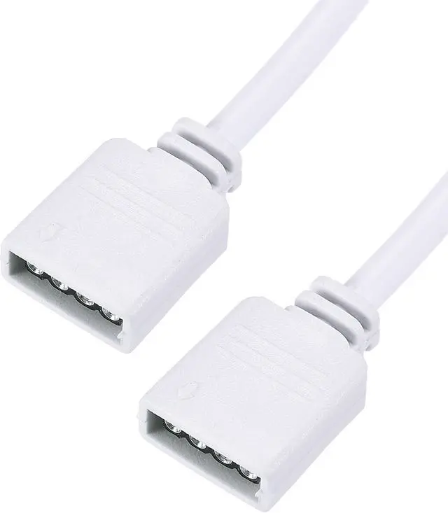 Alt view image 3 of 5 - 4 Pin 10mm RGB LED Strip Light Connector Extension Cable 1M Length White 2Pcs with 4Pcs Male 4 Pin Plugs
