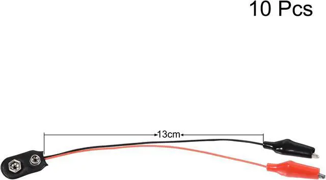 Alt view image 2 of 6 - 9V Battery Snap Connector to Insulated Dual Alligator Clips Test Cable 13cm Long for Electric Testing Work, 10 Pcs