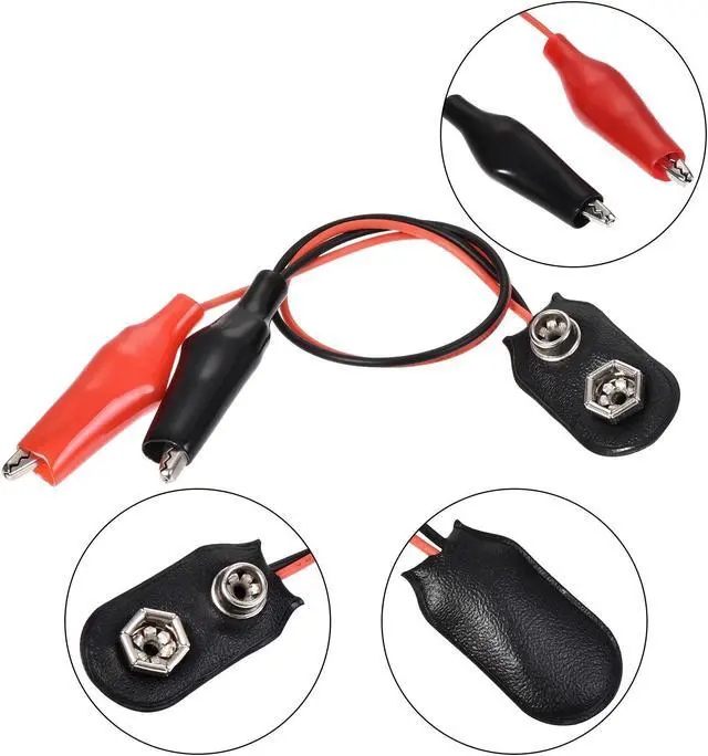 Alt view image 3 of 6 - 9V Battery Snap Connector to Insulated Dual Alligator Clips Test Cable 13cm Long for Electric Testing Work, 10 Pcs