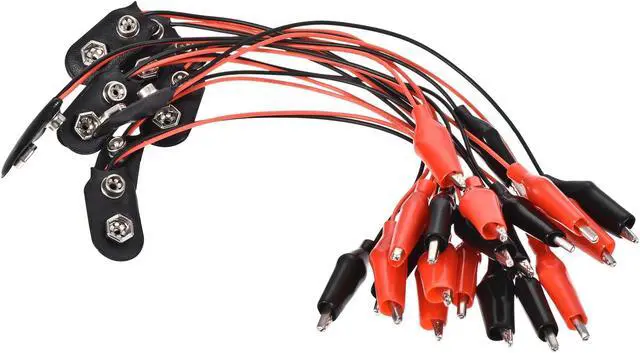 Alt view image 5 of 6 - 9V Battery Snap Connector to Insulated Dual Alligator Clips Test Cable 13cm Long for Electric Testing Work, 10 Pcs