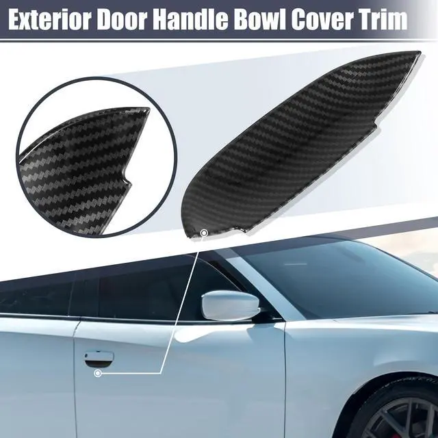 Alt view image 6 of 6 - 2pcs Car Exterior Door Handle Bowl Cover Trim Decor Outer Door Bowl Trim Stickers for Dodge Charger 2011-2020 for Dodge Challenger 2015-2020
