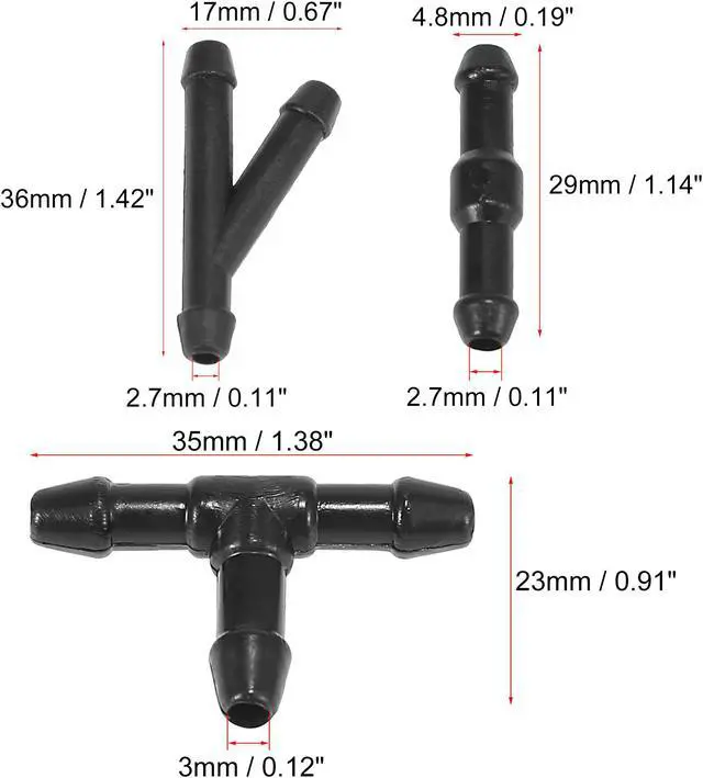 Alt view image 3 of 7 - Universal Car Windshield Washer Hose Kit 300cm 10ft Windshield Washer Fluid Hose with Connectors