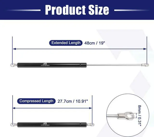 Alt view image 2 of 7 - 19 Inch 294N/66Lbs Gas Struts Shocks Lift Supports Lid Stay Black Car RV Cabinet Camper Window Lift Support