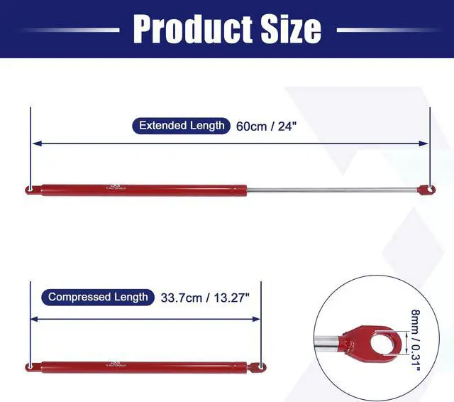 Alt view image 2 of 7 - 24 Inch 422N/95Lbs Gas Struts Shocks Lift Supports Lid Stay Red Car RV Cabinet Camper Window Lift Support