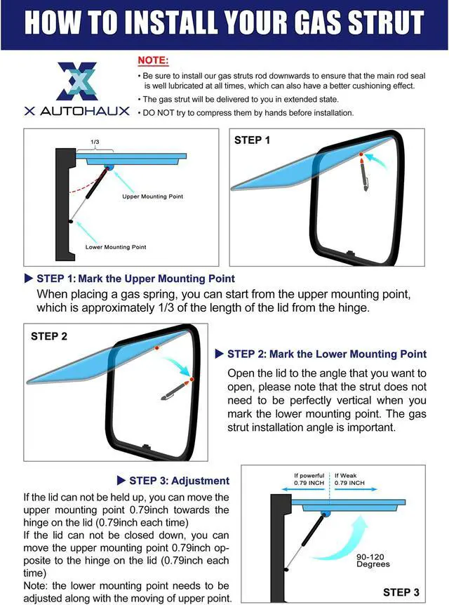 Alt view image 7 of 7 - 24 Inch 422N/95Lbs Gas Struts Shocks Lift Supports Lid Stay Red Car RV Cabinet Camper Window Lift Support
