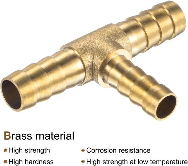 Alt view image 7 of 7 - Brass Hose Barb Fitting 5/16" x 5/16" x 1/4" OD Tee Pipe Connector with Stainless Steel Hose Clamps 1 Set