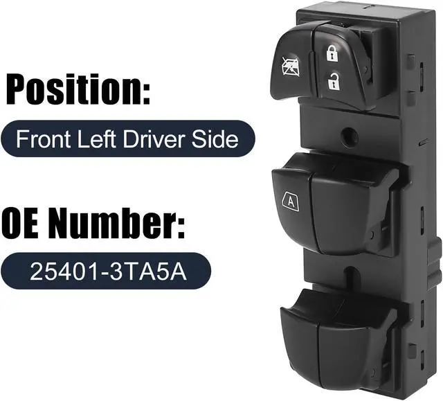 Alt view image 3 of 7 - Master Driver Side Power Window Switch 25401-3TA5A Replacement for Nissan Sentra Altima Rogue Leaf 2013-2018
