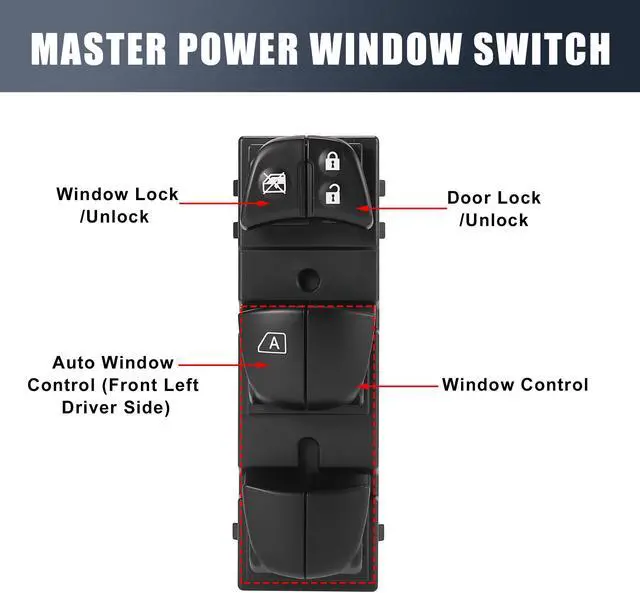 Alt view image 4 of 7 - Master Driver Side Power Window Switch 25401-3TA5A Replacement for Nissan Sentra Altima Rogue Leaf 2013-2018