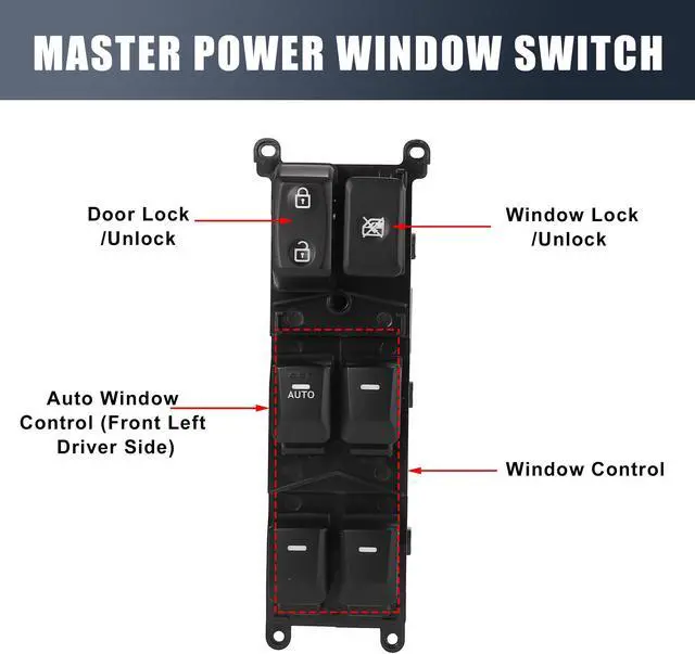 Alt view image 4 of 7 - Master Driver Side Power Window Switch 93570-1W155 Replacement for Kia Rio 2012-2015