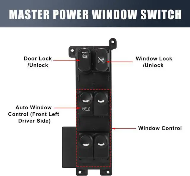 Alt view image 4 of 7 - Master Driver Side Power Window Switch 93570-2L010 Replacement for Hyundai Elantra 2009-2012