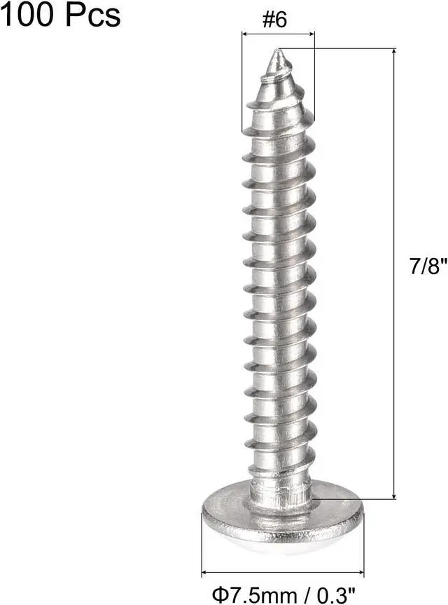 Alt view image 2 of 4 - Phillips Head Self Tapping Screws, #6 x 7/8" 304 Stainless Steel Wood Sheet Metal Screw 100pcs