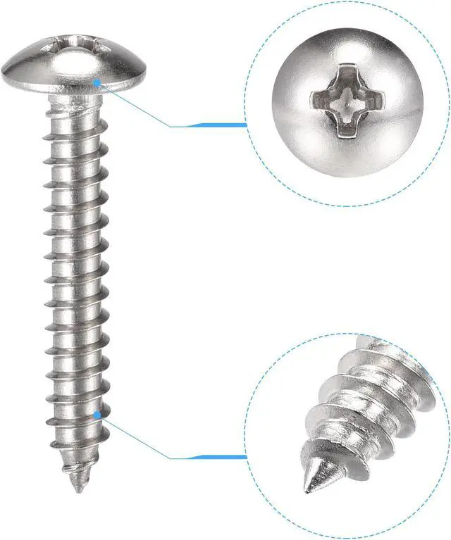 Alt view image 3 of 4 - Phillips Head Self Tapping Screws, #6 x 7/8" 304 Stainless Steel Wood Sheet Metal Screw 100pcs
