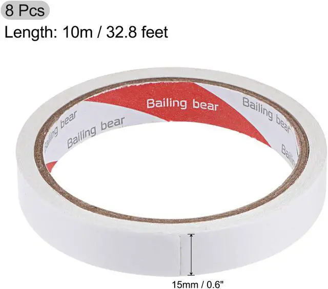 Alt view image 2 of 5 - Double-Sided Adhesive Tape 15mm 10m/32.8ft Paper Backing for DIY Arts Crafts Scrapbook 8 Rolls