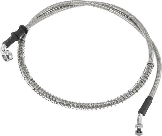 Main image of Universal 110cm 43.31" Motorcycle Brake Clutch Oil Hose Line Pipe Hydraulic Reinforced Stainless Steel Braided Silver Tone