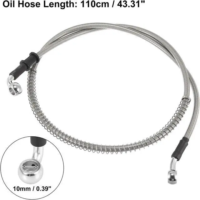 Alt view image 3 of 7 - Universal 110cm 43.31" Motorcycle Brake Clutch Oil Hose Line Pipe Hydraulic Reinforced Stainless Steel Braided Silver Tone