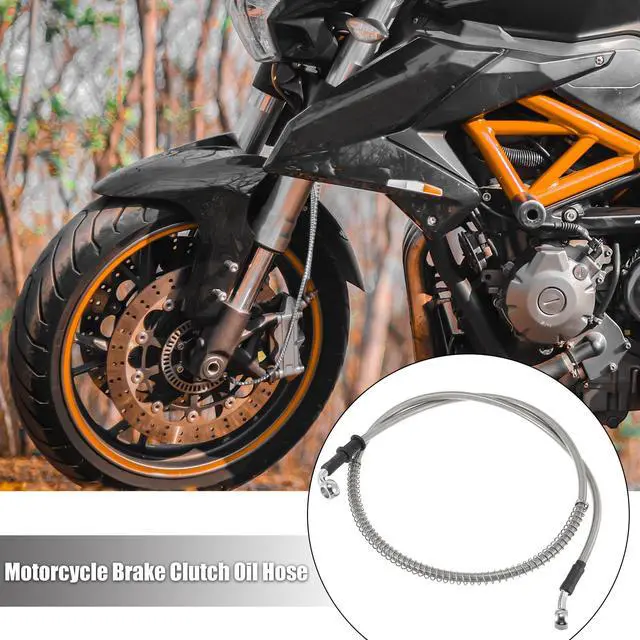 Alt view image 2 of 7 - Universal 110cm 43.31" Motorcycle Brake Clutch Oil Hose Line Pipe Hydraulic Reinforced Stainless Steel Braided Silver Tone