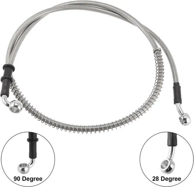 Alt view image 4 of 7 - Universal 110cm 43.31" Motorcycle Brake Clutch Oil Hose Line Pipe Hydraulic Reinforced Stainless Steel Braided Silver Tone