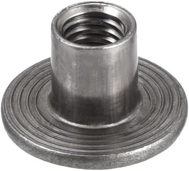 Alt view image 2 of 6 - 30Pcs M6x17.5x1.4mm Brad Hole Tee Nut Carbon Steel Round Base Screw-In T-Nut