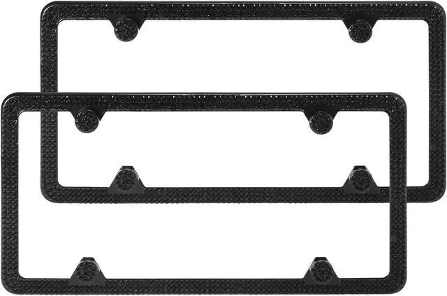 Main image of 2pcs Car License Plate Frame Bling Black Faux Crystal Rhinestone Front Rear Decoration Cover Holder Universal 4 Holes
