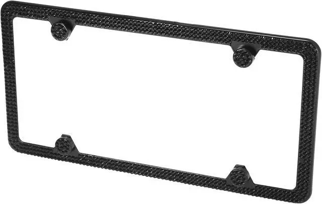 Alt view image 5 of 7 - 2pcs Car License Plate Frame Bling Black Faux Crystal Rhinestone Front Rear Decoration Cover Holder Universal 4 Holes