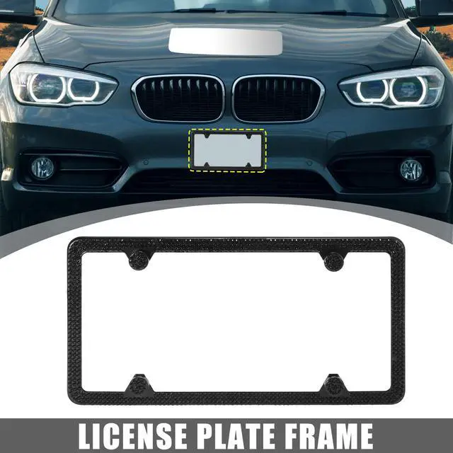 Alt view image 2 of 7 - 2pcs Car License Plate Frame Bling Black Faux Crystal Rhinestone Front Rear Decoration Cover Holder Universal 4 Holes