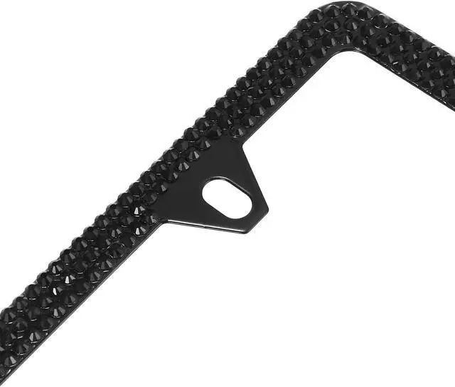 Alt view image 7 of 7 - 2pcs Car License Plate Frame Bling Black Faux Crystal Rhinestone Front Rear Decoration Cover Holder Universal 4 Holes