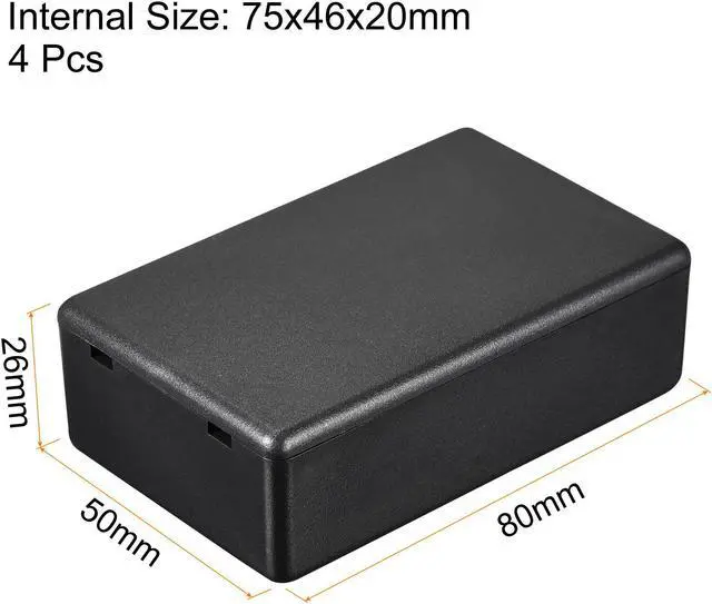 Alt view image 2 of 5 - Mini Dustproof Junction Box 80x50x26mm ABS for Electrical Project (Black, Pack of 4)