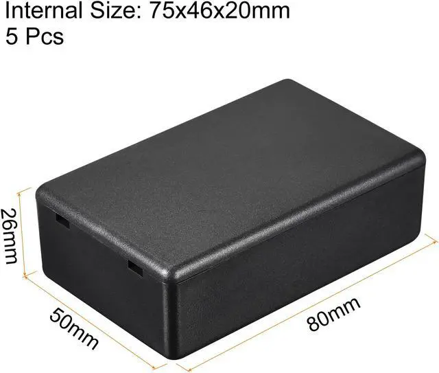 Alt view image 2 of 5 - Mini Dustproof Junction Box 80x50x26mm ABS for Electrical Project (Black, Pack of 5)