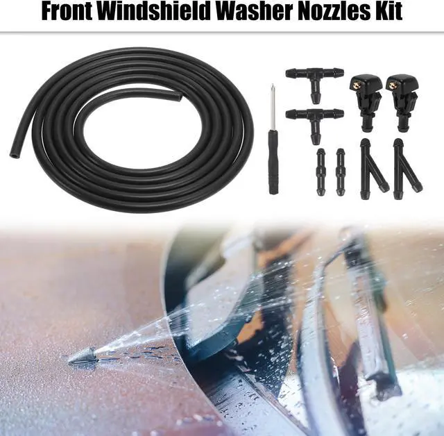 Alt view image 2 of 7 - Front Windshield Washer Nozzles Kit for Ford F-150 2.2 Meters Windshield Washer Hose with 6pcs Connectors Replaces 3W7Z17603AA