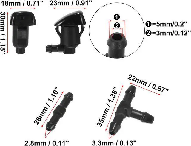 Alt view image 4 of 7 - Front Windshield Washer Nozzles Kit for Toyota Solara 2004-2008 2.2 Meters Windshield Washer Hose with 2pcs Connectors Replaces 85381-AE020