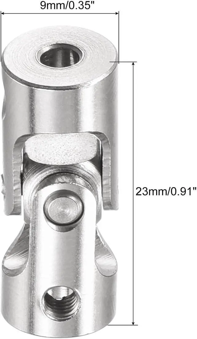 Alt view image 2 of 7 - 3mm to 3mm Inner Dia Rotatable Universal Joint Shaft Coupling L23 x D9 with Screws and Wrench for RC Model Pack of 5