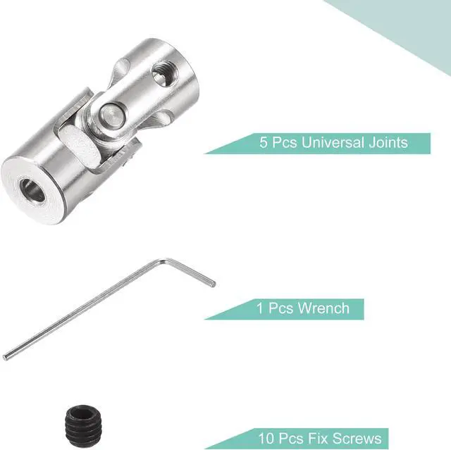 Alt view image 4 of 7 - 3mm to 3mm Inner Dia Rotatable Universal Joint Shaft Coupling L23 x D9 with Screws and Wrench for RC Model Pack of 5