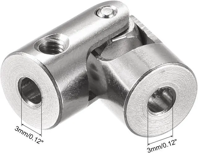 Alt view image 3 of 7 - 3mm to 3mm Inner Dia Rotatable Universal Joint Shaft Coupling L23 x D9 with Screws and Wrench for RC Model Pack of 5