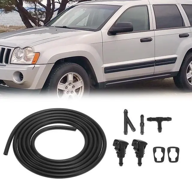 Alt view image 3 of 7 - Front Windshield Washer Nozzles Kit for Jeep Grand Cherokee 2.2 Meters Windshield Washer Hose with 3pcs Connectors Replaces 5116079AA