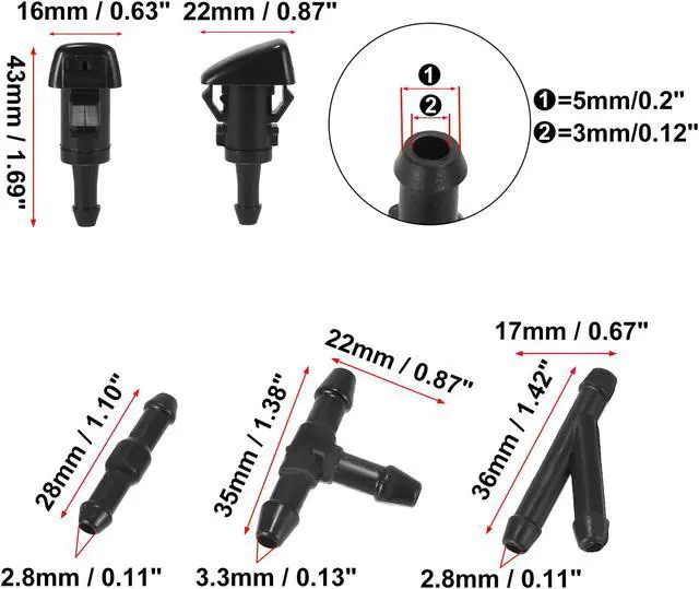 Alt view image 4 of 7 - Front Windshield Washer Nozzles Kit for Jeep Grand Cherokee 2.2 Meters Windshield Washer Hose with 3pcs Connectors Replaces 5116079AA