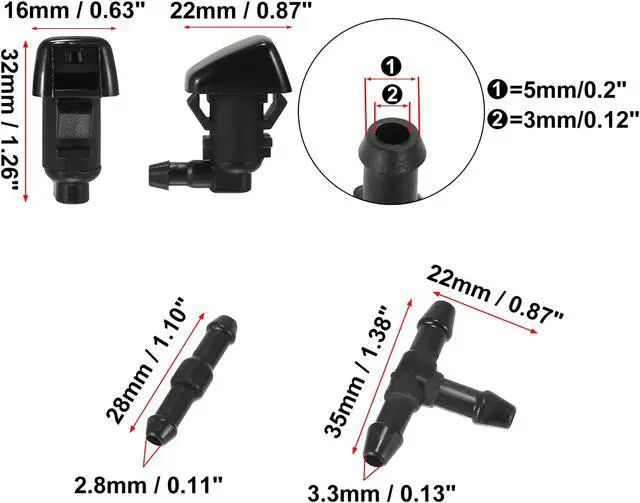 Alt view image 4 of 7 - Front Windshield Washer Nozzles Kit for Jeep Commander 2.2 Meters Windshield Washer Hose with 2pcs Connectors Replaces 55157319AA