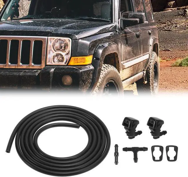 Alt view image 3 of 7 - Front Windshield Washer Nozzles Kit for Jeep Commander 2.2 Meters Windshield Washer Hose with 2pcs Connectors Replaces 55157319AA